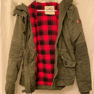 Hollister Flannel Green Army Jacket